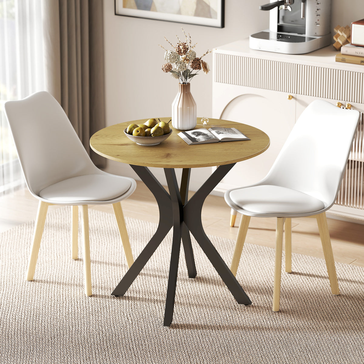 HOMCOM Esstisch Küchentisch Runder Tisch, Modernes Design, 78 cm x 78 cm x 75 cm, Naturholz – Produktabbildung 2