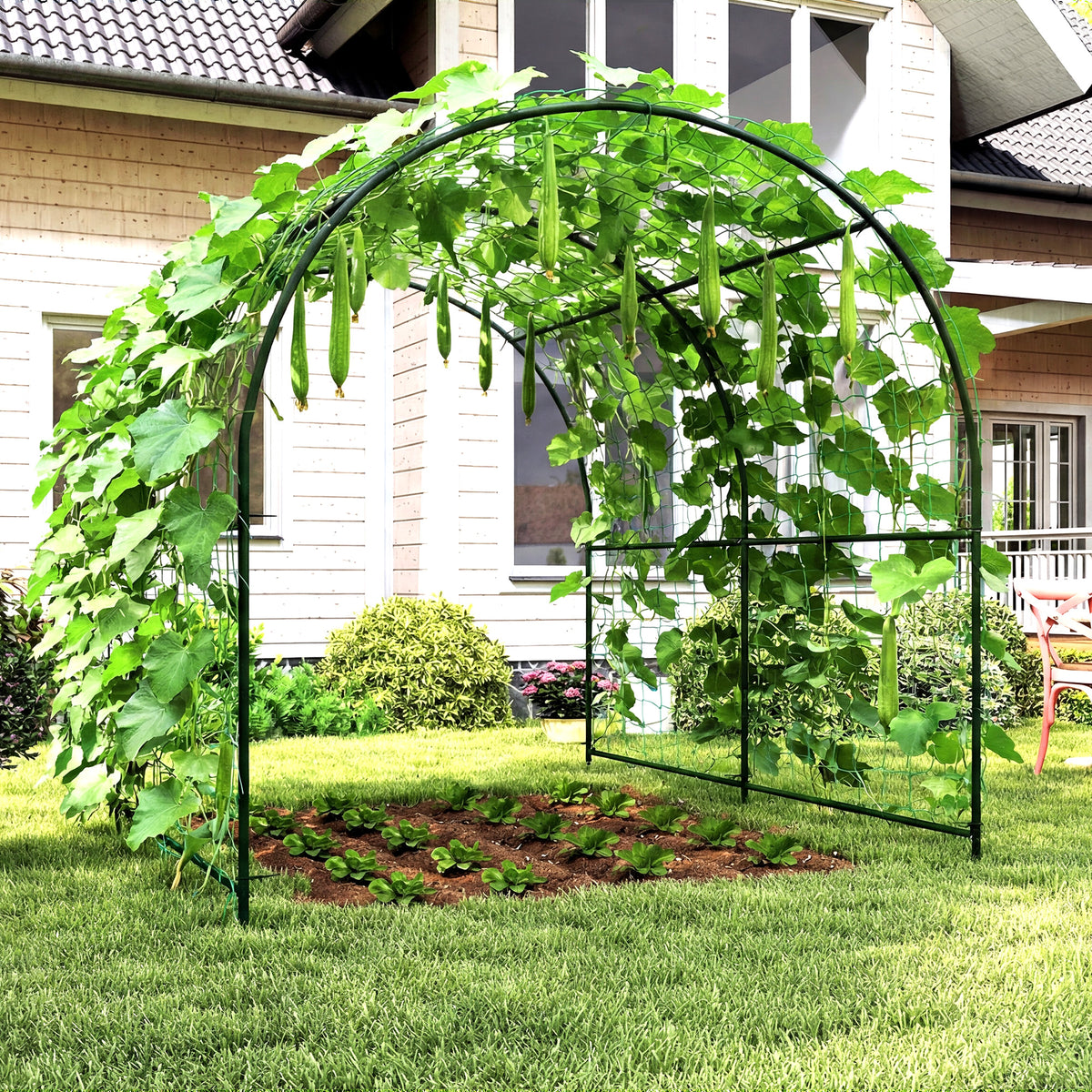 Outsunny Rankgitter aus Metall zum Stecken rostfrei Rankhilfe Gebogen Gurken Spalier 210 x 250 x 216 cm – Produktabbildung 2