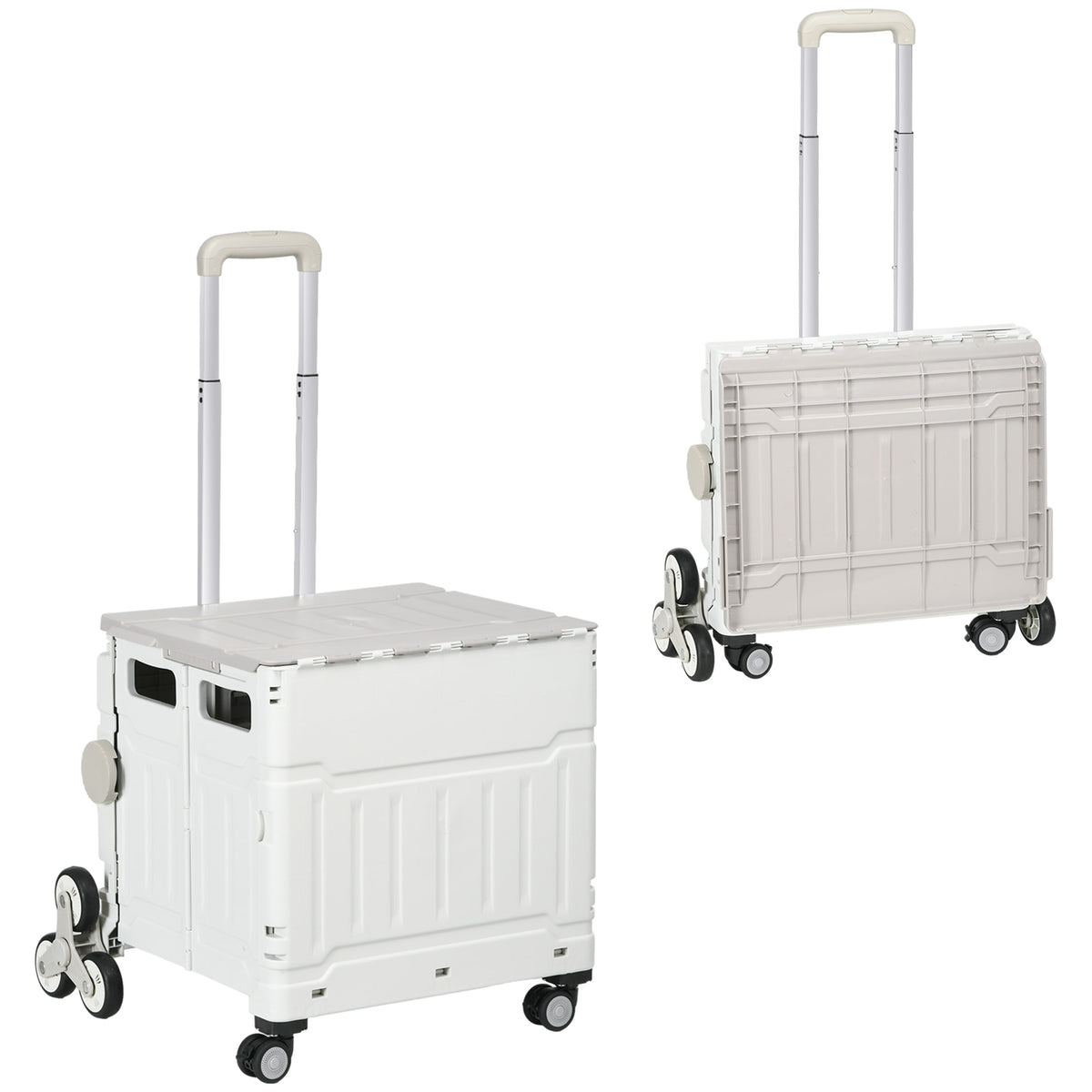 HOMCOM Einkaufstrolley Treppensteiger Mobile Transportbox, klappbar, Teleskopgriff, bis max. 65 Kilo