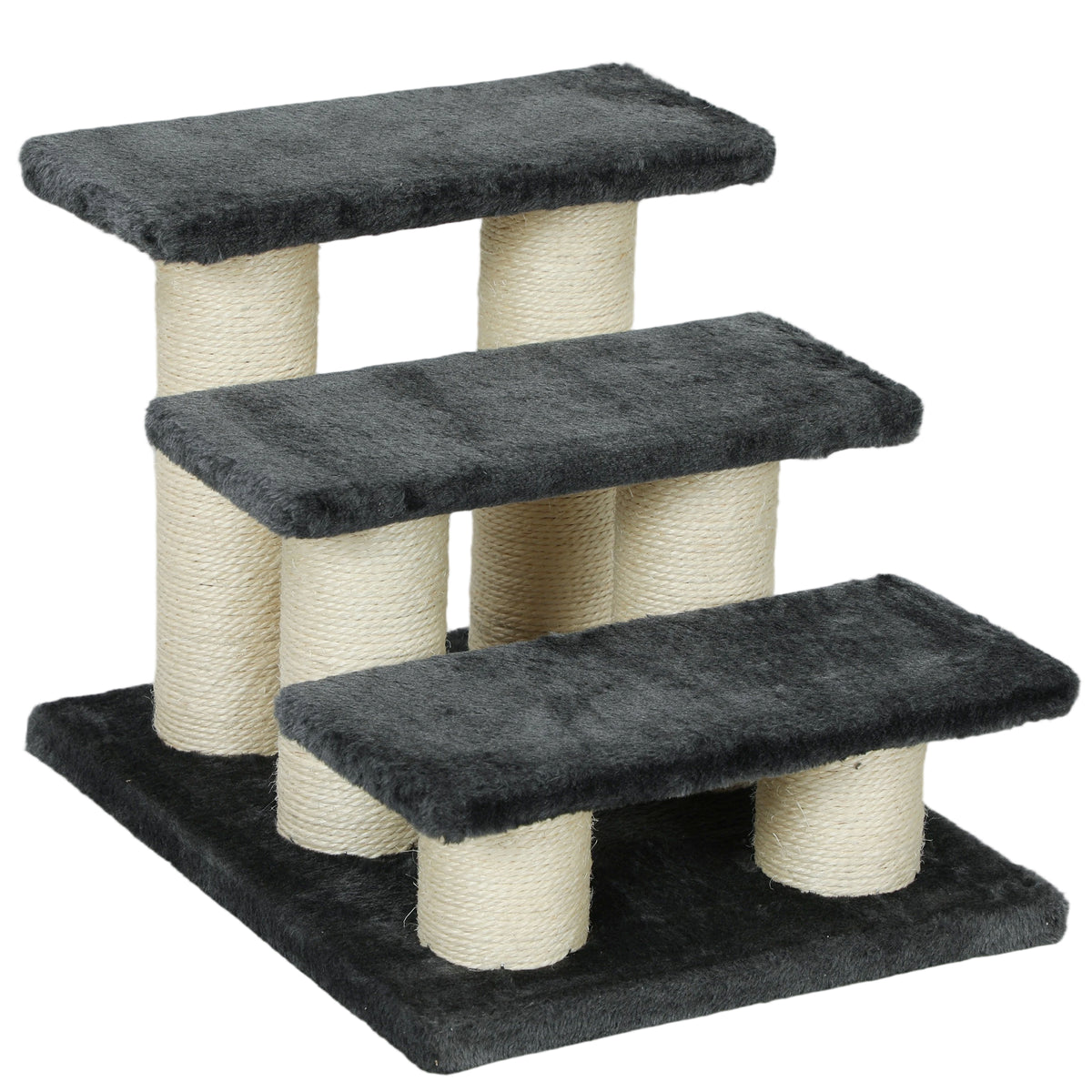PawHut Hundetreppe 3 Stufen 34 cm Hoch Haustiertreppe für Hunde Katze Katzentreppe mit Kratzstamm Hunderampe