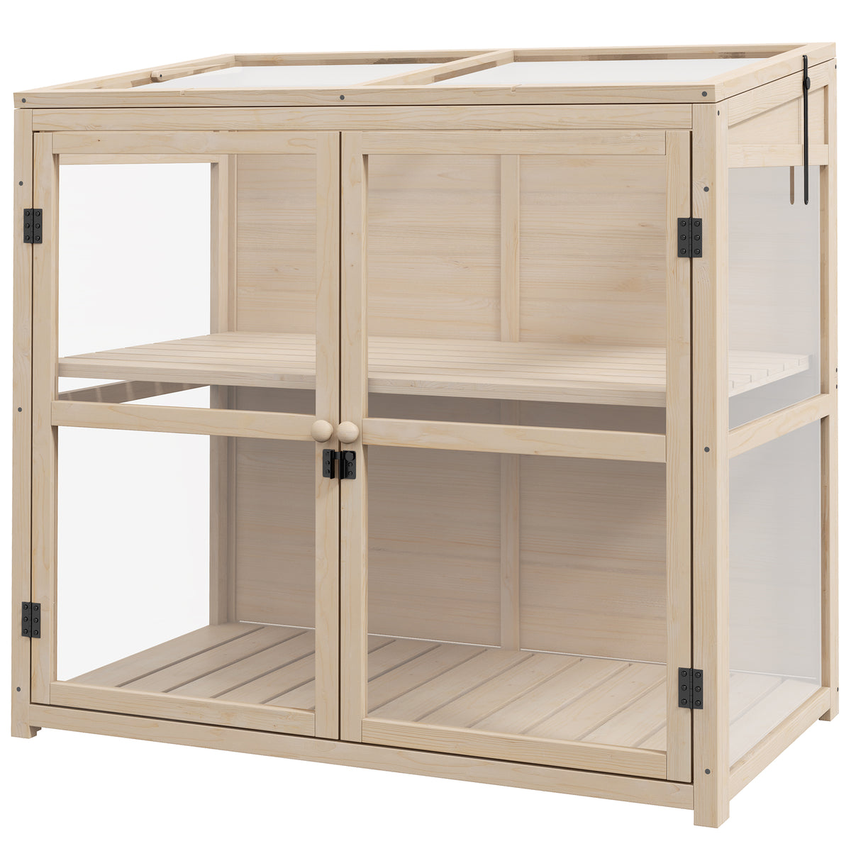 Cold frame raised bed plant bed, weather-resistant, 2 tiers, spruce wood, 103 x 61 x 103 cm, natural