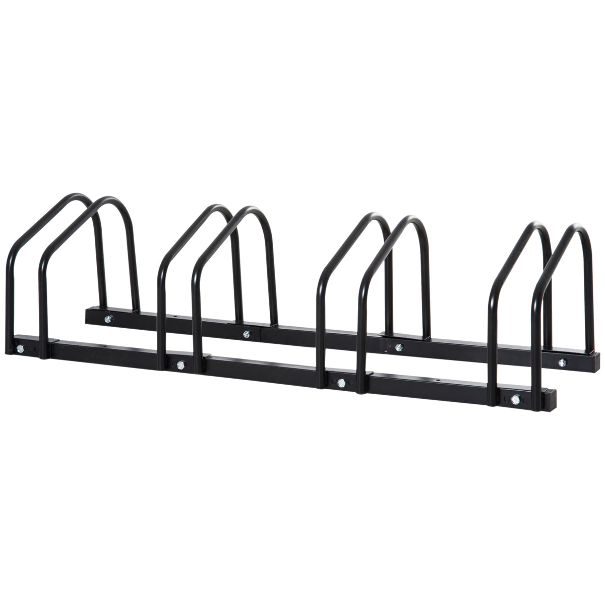 HOMCOM Fahrradständer für 4 Fahrräder, wetterfest, Wand- oder Bodenmontage, Stahl 110 x 33 x 27 cm