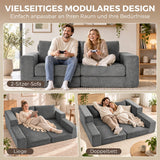 HOMCOM Schlafsofa 4-in-1 Schlaffunktion ausziehbar Klappsofa Kissen 2 Sitzer Grau – Produktabbildung 4