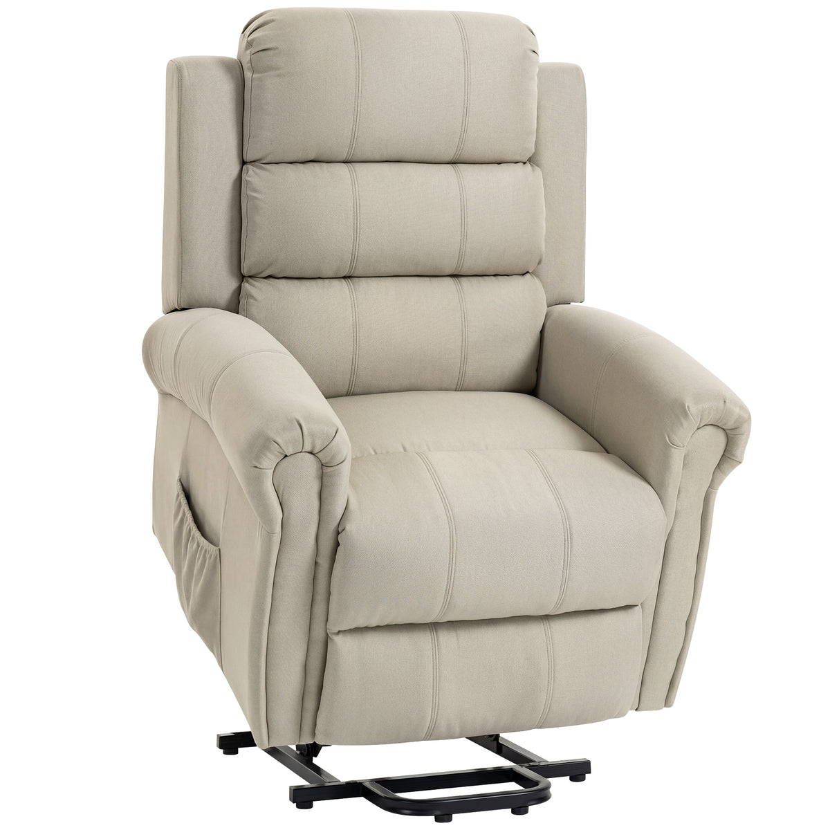 Massage recliner with lift assist, relaxation chair, vibration motors, with tilt function, linen look, beige