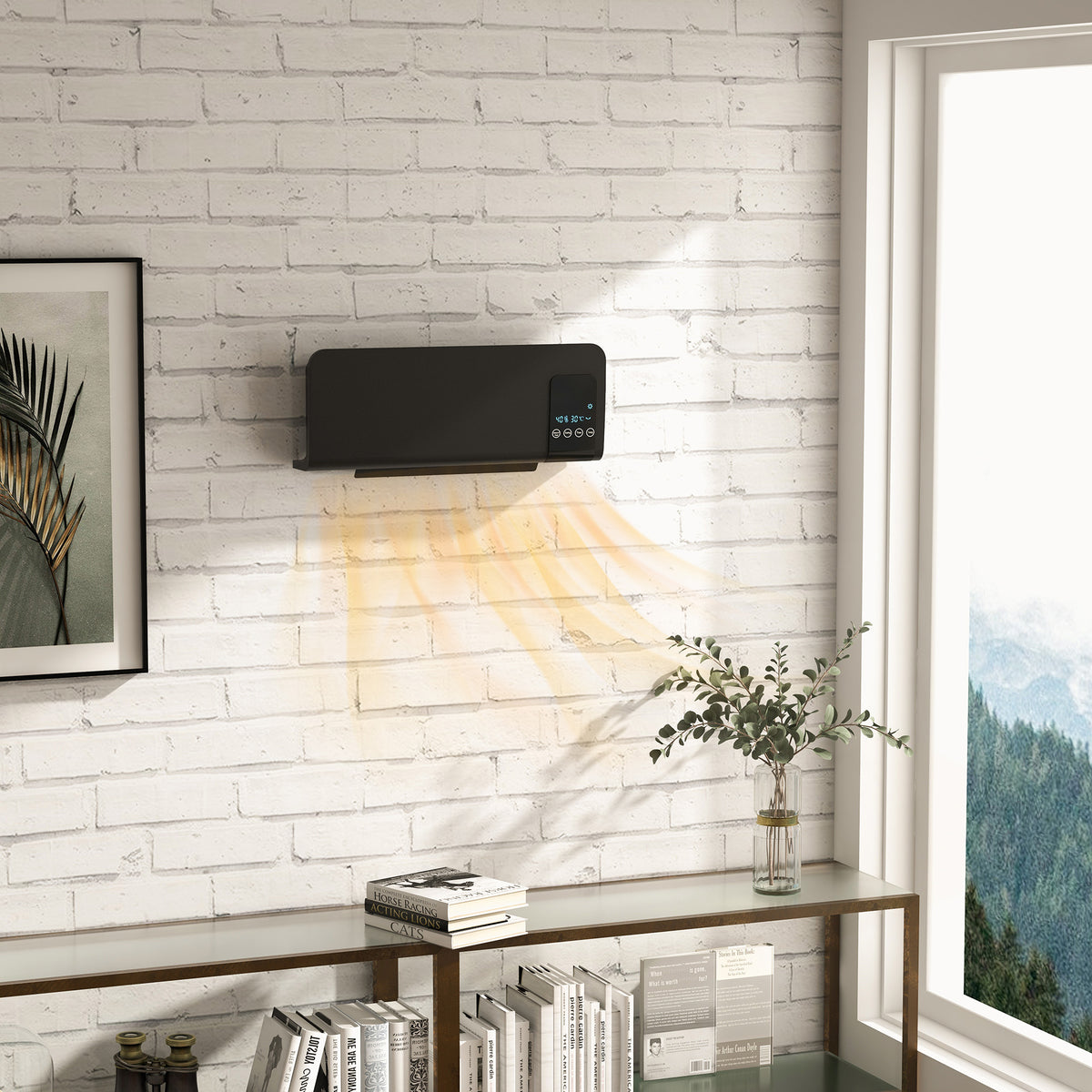 HOMCOM Elektro-Heizung, Wandmontage, Schwingfunktion, 2 Modi, Timer, LED-Anzeige, Schwarz – Produktabbildung 2