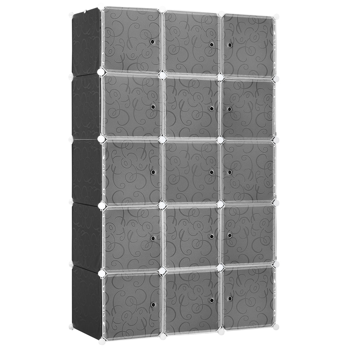 HOMCOM Kleiderschrank im Würfeldesign, 2 große und 9 kleine Würfel, Kunststoff, Metall, 111L x 47B x 183H cm