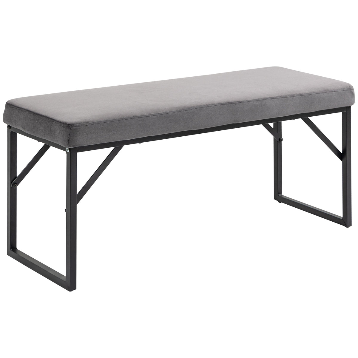 Bench with seat cushion, shoe bench, hallway bench, incl. cushion, dark gray + black