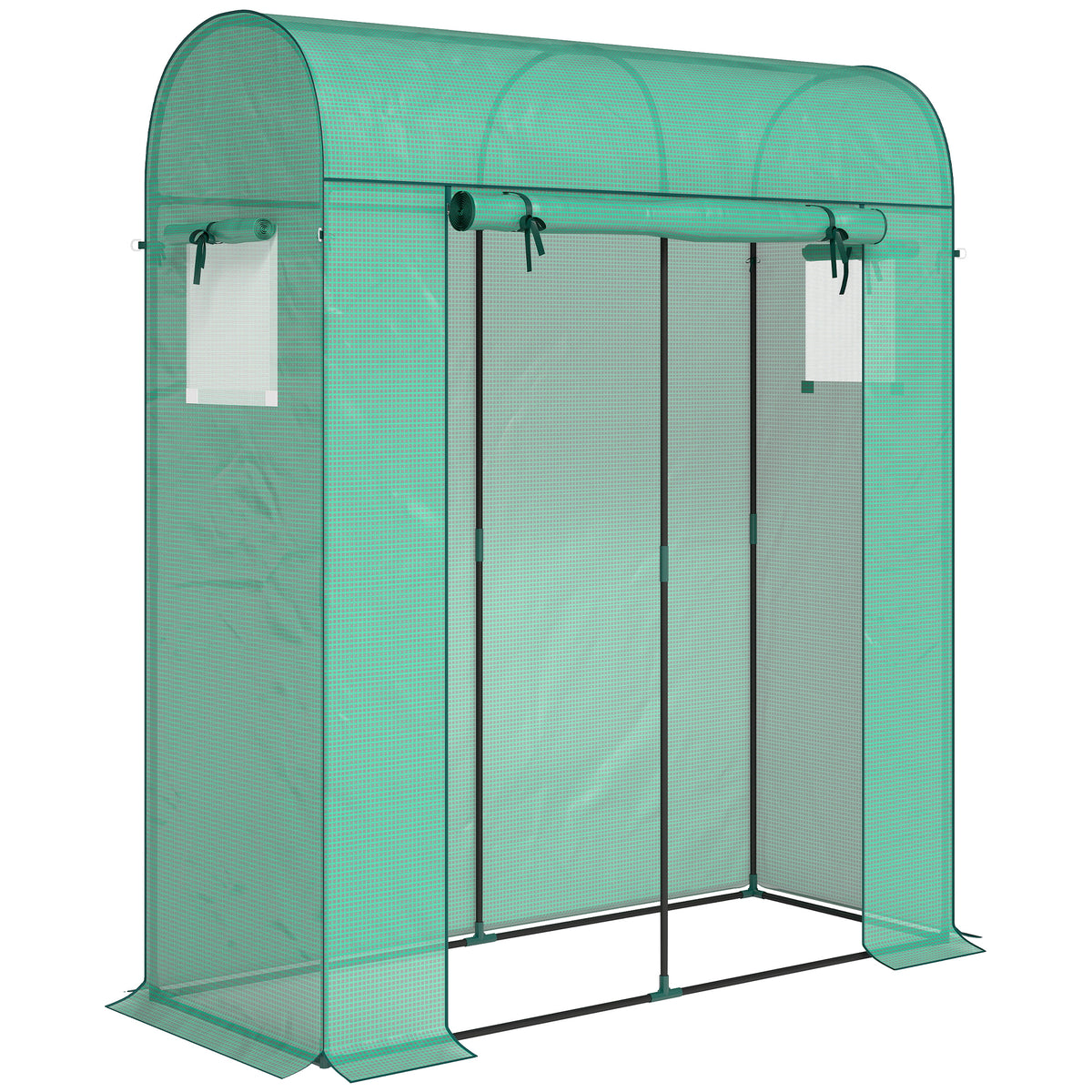 Tomato greenhouse, foil greenhouse with roll-up door, mesh window, arched roof, 170 x 68 x 200 cm, green