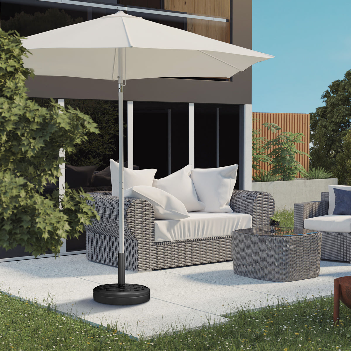 Outsunny Sonnenschirmständer aus Beton 18 kg Schirmständer, Rund Schirmhalter für Sonnenschirm – Produktabbildung 2