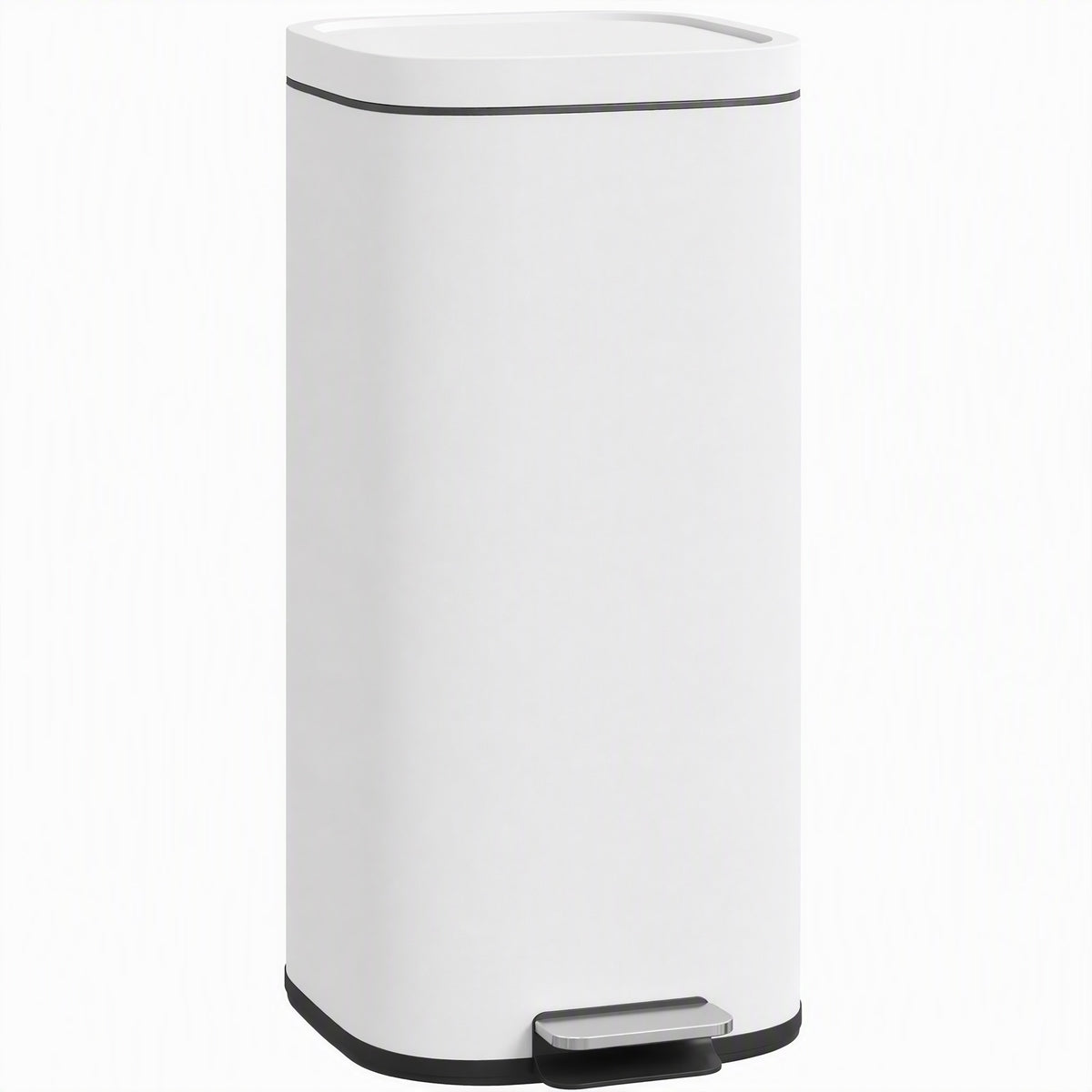 HOMCOM 30L Küchenmülleimer Pedaleimer mit Deckel, Soft-Close- und Offenhalte-Funktion für Küche, Zuhause
