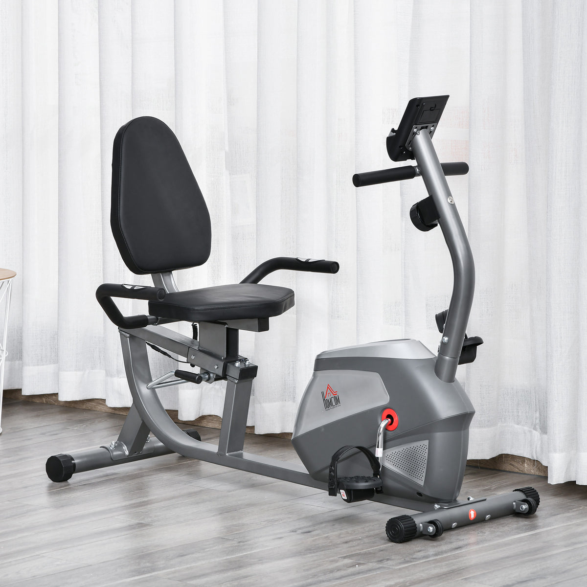 HOMCOM Liegeergometer mit LCD-Anzeige 8 stufig einstellbarem Magnetwiderstand Liegefahrrad Heimtrainer – Produktabbildung 2