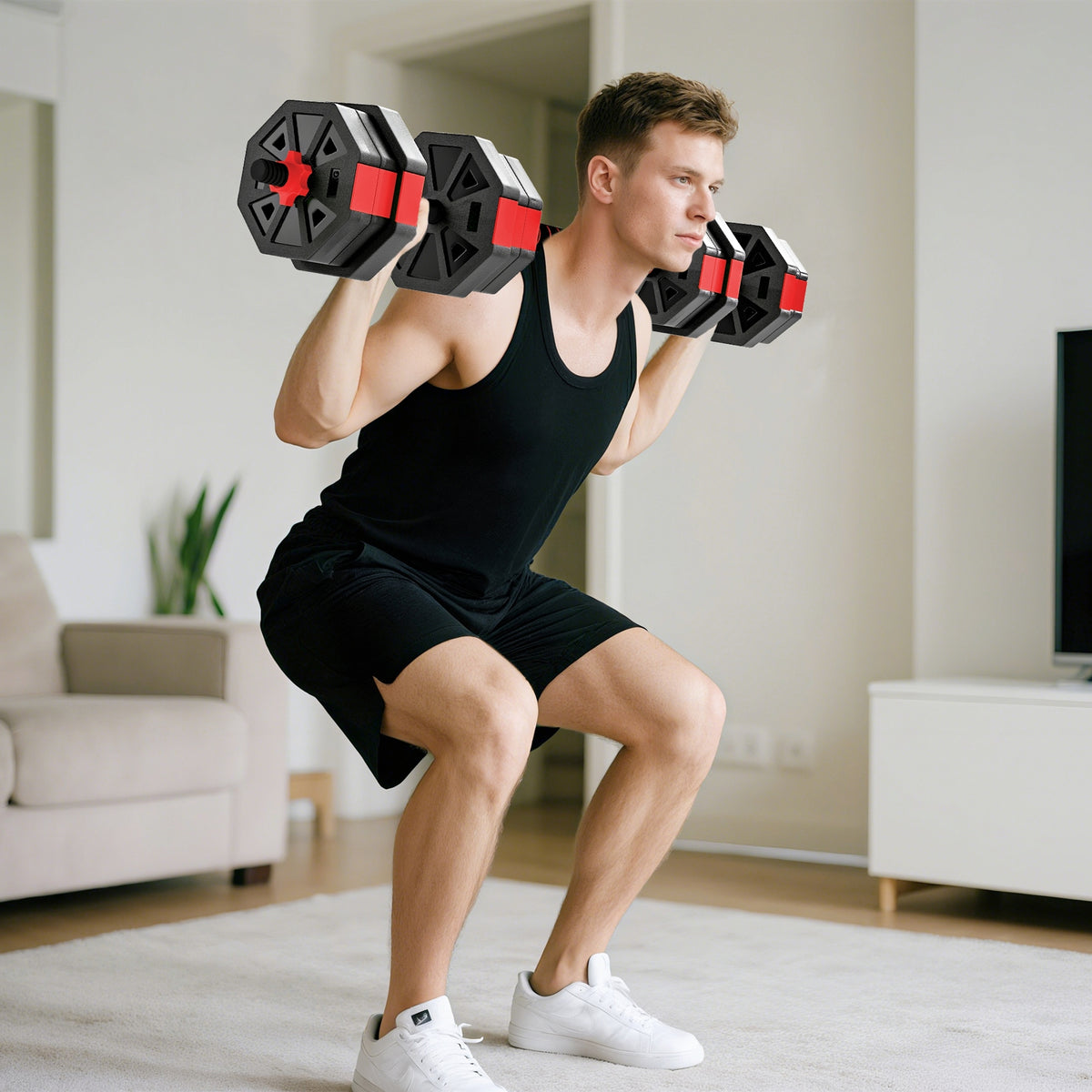 6-in-1 dumbbell set, adjustable dumbbells and barbells, 20 KG for home strength training (2)