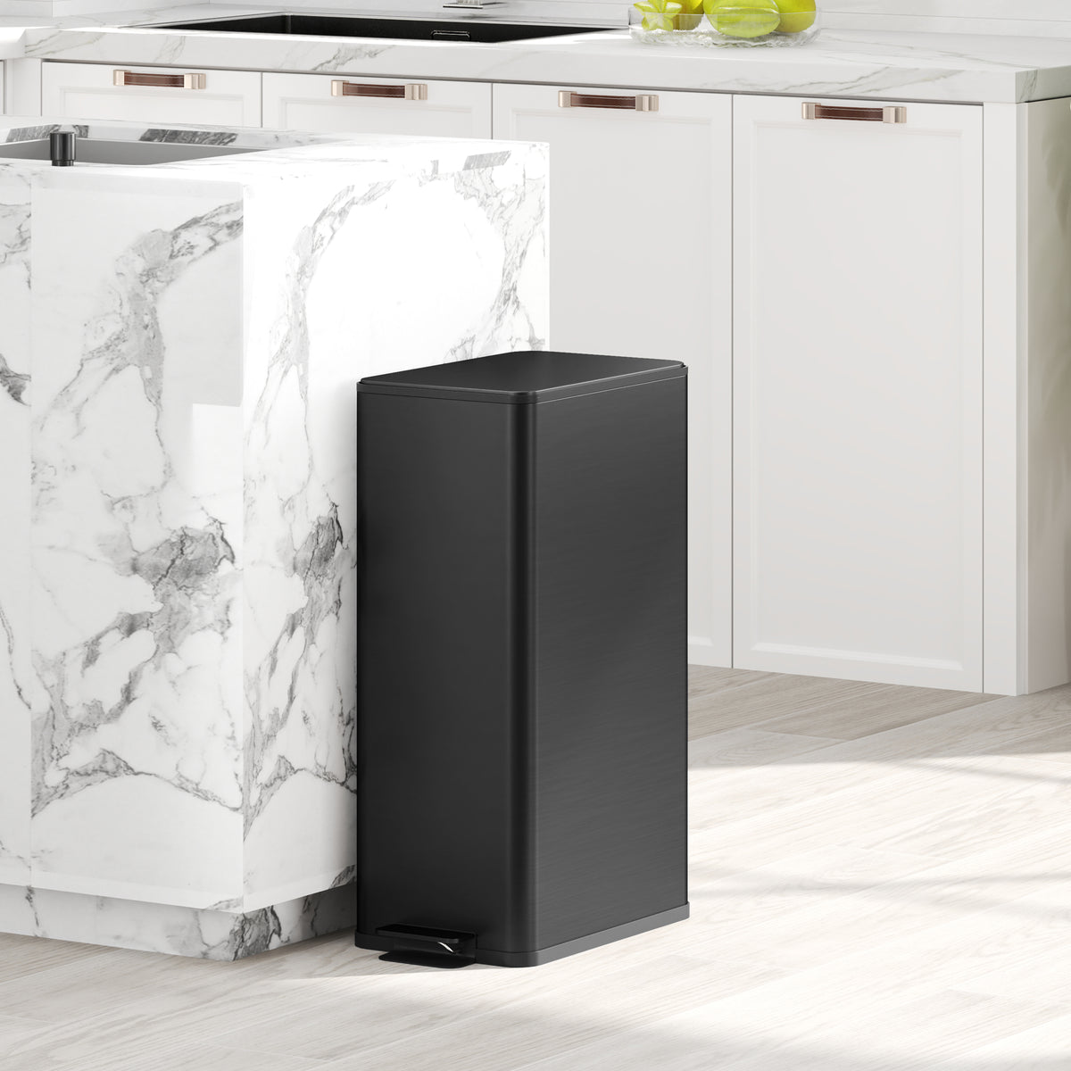 HOMCOM Mülleimer 20L, Soft-Close-Deckel, Deodorant-Fach, Fingerabdrucksicher, Edelstahl, Schwarz – Produktabbildung 2