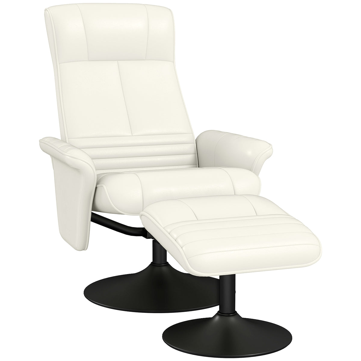 Recliner, TV chair with footstool, swivel, ergonomic, microfiber look, up to 150 kg, cream white