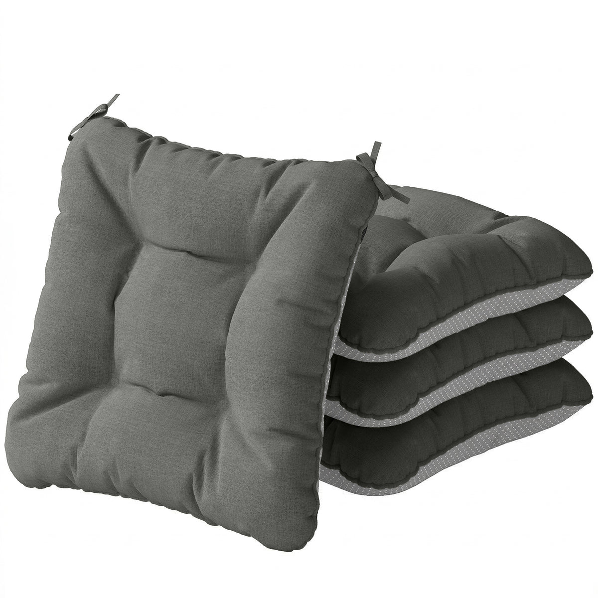 Set of 4 seat cushions 39.5 x 39.5 x 10 cm chair cushions with ties, non-slip outdoor indoor seat pad