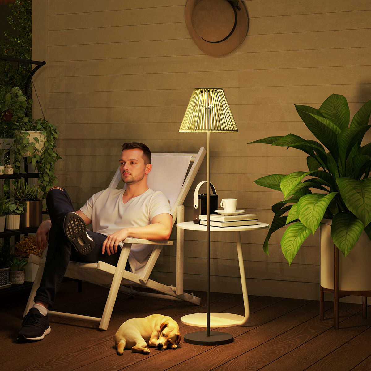 Solar floor lamp rattan solar lamps with light sensor 25 LED lights solar light in boho style Ø33 x 135 cm (2)