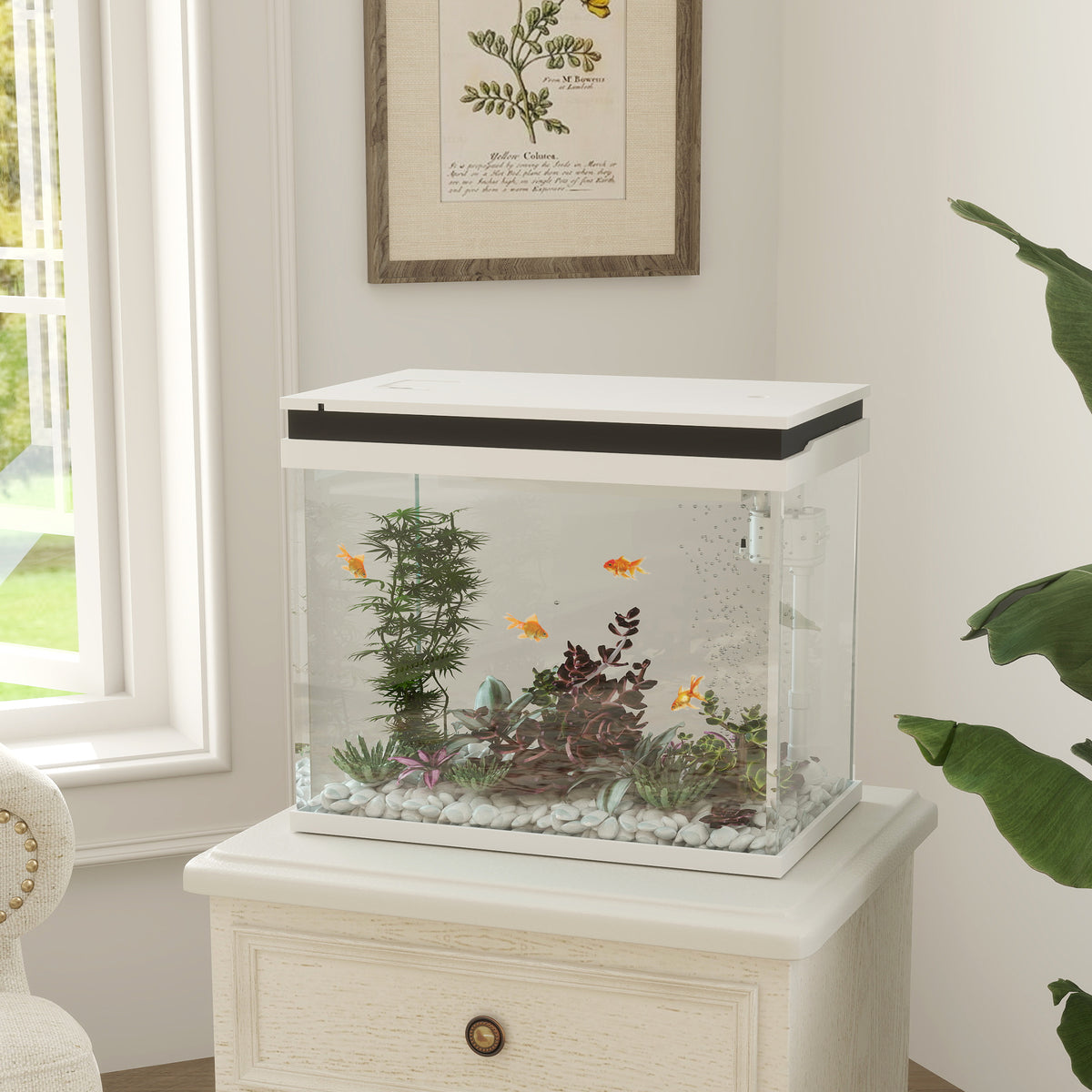 PawHut 41 Liter Glas-Aquarium mit Filtersystem, LED-Lichtern, Wasserpumpe, für verschiedene Fischarten – Produktabbildung 2