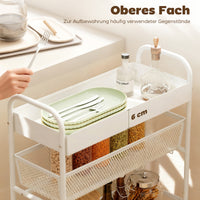 HOMCOM Küchenwagen aus Metall, 3 Körbe, schmales Design, 4 Räder, für Küche, Wohnzimmer, Badezimmer – Produktabbildung 5