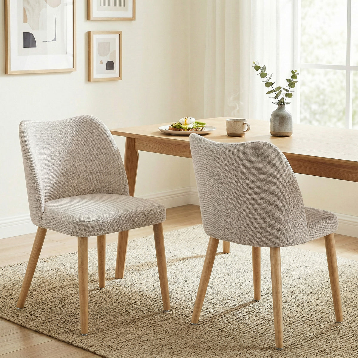 HOMCOM Esszimmerstühle 2er-Set, gepolsterte Küchenstühle mit Leinenoptik, für Esstisch, Wohnzimmer – Produktabbildung 2