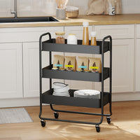 HOMCOM Küchenwagen, 3 Körbe, 4 Rollen, Metall, Schwarz – Produktabbildung 10