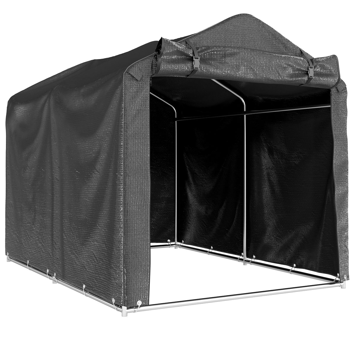 Outsunny Garagenzelt, wasserdicht Zeltgarage mit Tür, UV-beständig 220 x 157 x 165 cm Dunkelgrau