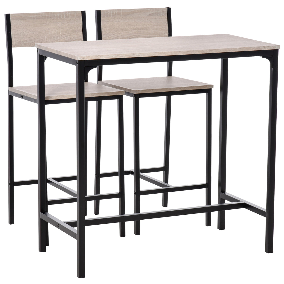 Bar table set, bar table with bar stool set, dining table with 2 chairs with backrests, kitchen table for dining