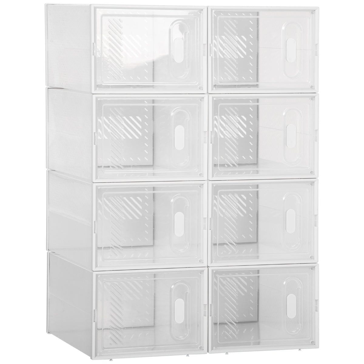 Modular shelving system with 8 compartments, interlocking shelf, 25 cm x 35 cm x 19 cm, transparent
