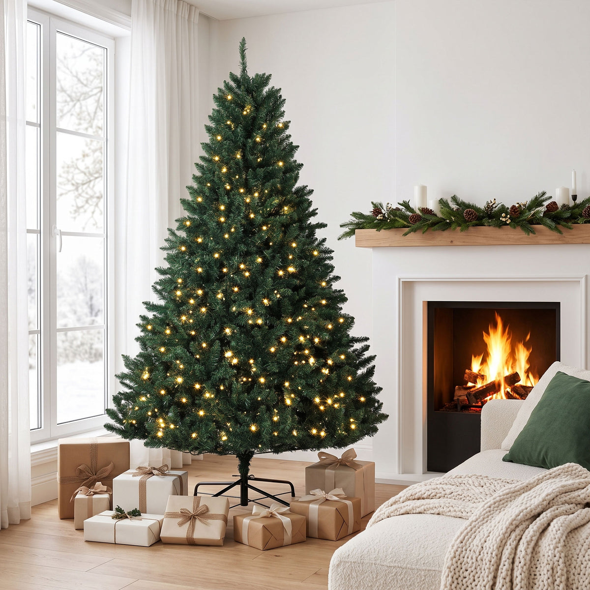 Christmas tree, 550 warm white LEDs, 1494 tips, flame-retardant, plastic/metal, 180 x 112 cm, green (2)