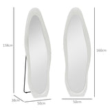 HOMCOM Ganzkörperspiegel, wellige Form, 160 x 50 cm, freistehend, samtartiger Rahmenbezug, Schlafzimmer – Produktabbildung 3