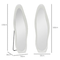 HOMCOM Ganzkörperspiegel, wellige Form, 160 x 50 cm, freistehend, samtartiger Rahmenbezug, Schlafzimmer – Produktabbildung 3